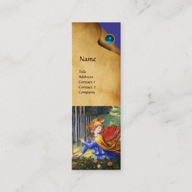 Angels Gathering Flowers in a Heavenly Landscape Mini Business Card (Front)