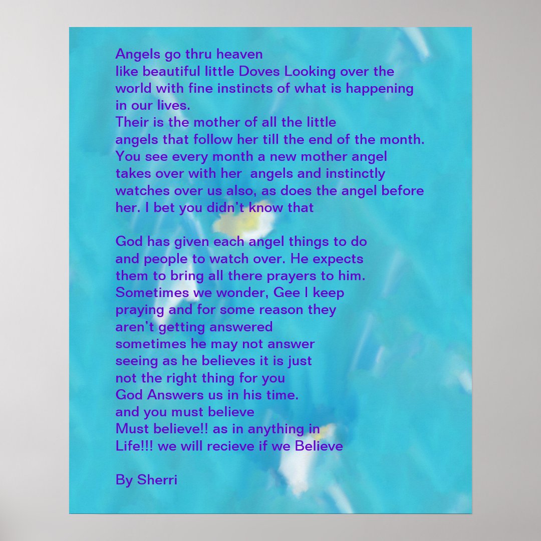 Angels Go Through Heaven Poem Poster | Zazzle