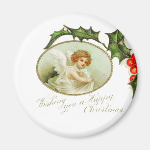 Angel's Happy Christmas Vintage Magnet
