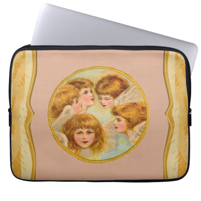 Angels In A Gold Ring Laptop Sleeve (Front)