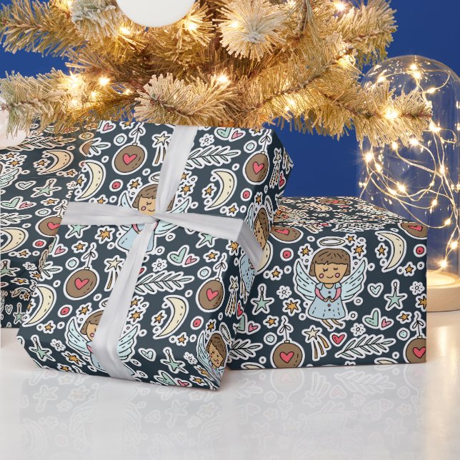 Angels In Blue Wrapping Paper (Holidays)