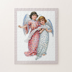 Angels In Pink And Blue Jigsaw Puzzle