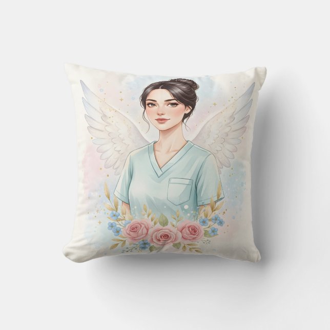 Angels in Scrubs  Throw Pillow (Front)