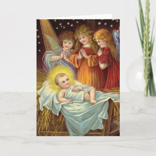 Angels in the Manger Holiday Card