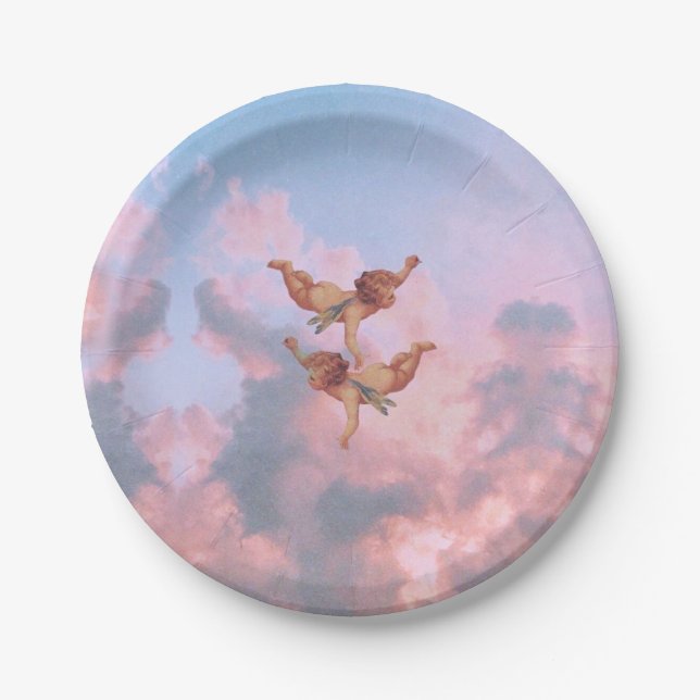 Angels in the sky paper plate (Front)