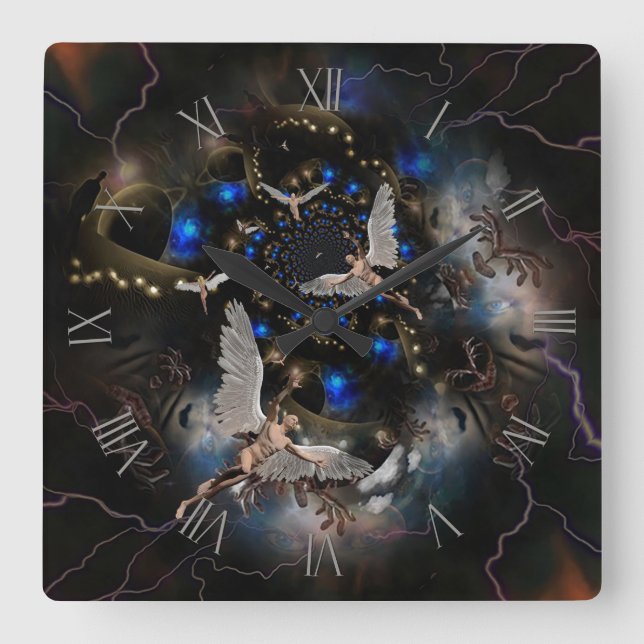 Angels in tunnel of souls square wall clock (Front)