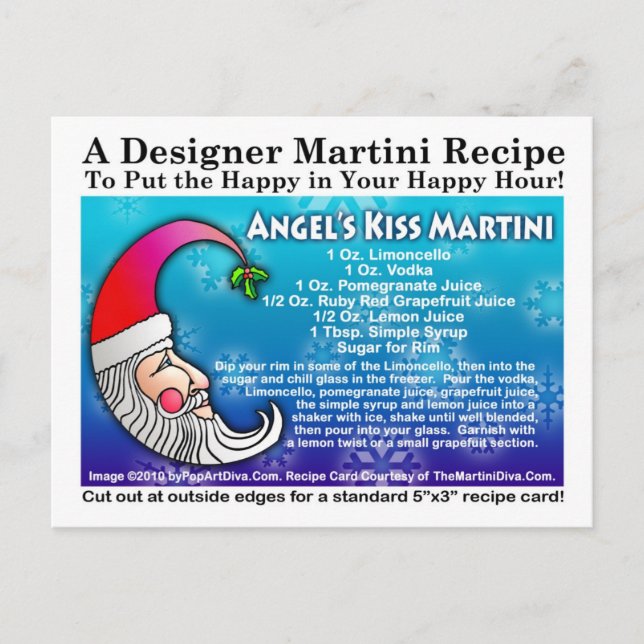 Angel's Kiss Christmas Martini Recipe Postcard (Front)