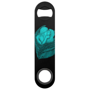 Angels Kissing , black and green Design Bar Key