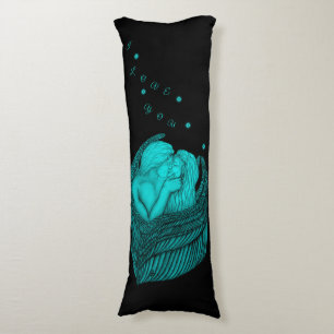 Angels Kissing , black and green Design Body Pillow