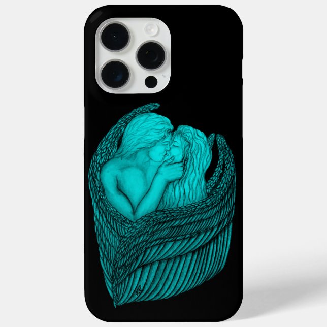 Angels Kissing , black and green Design Case-Mate iPhone Case (Back)
