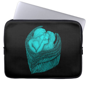 Angels Kissing , black and green Design Laptop Sleeve