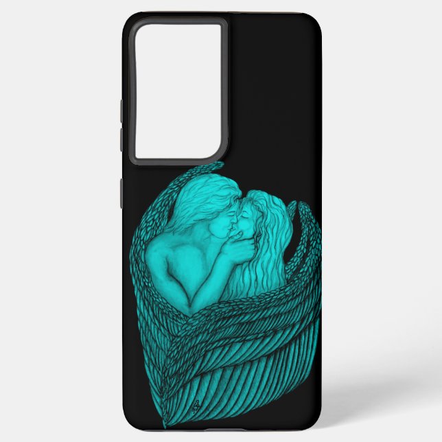 Angels Kissing , black and green Design Samsung Galaxy S21+ Case (Back)