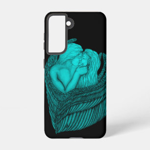 Angels Kissing , black and green Design Samsung Galaxy Case