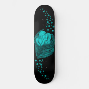 Angels Kissing , black and green Design Skateboard