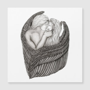 Angels Kissing , black and white Design