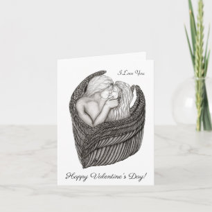 Angels Kissing , black and white Design Card