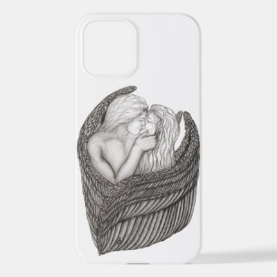 Angels Kissing , black and white Design iPhone 12 Case
