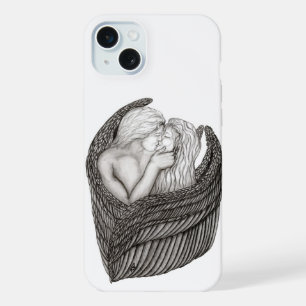 Angels Kissing , black and white Design iPhone 15 Plus Case