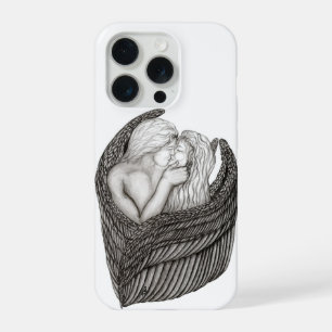 Angels Kissing , black and white Design iPhone 15 Pro Case