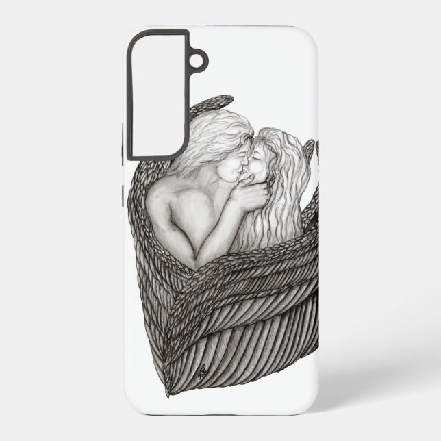 Angels Kissing , black and white Design Samsung Galaxy S22+ Case (Back)