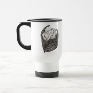 Angels Kissing , black and white Design Travel Mug