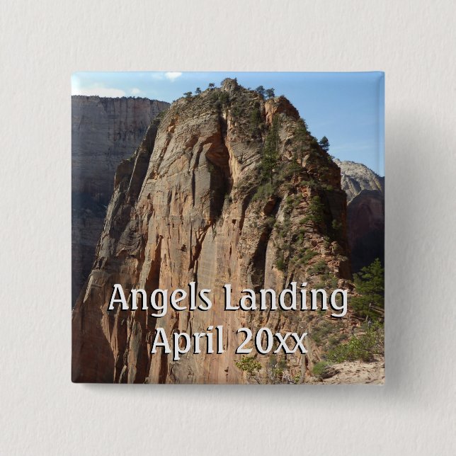 Angels Landing at Zion National Park 2 Inch Square Button (Front)