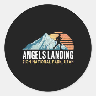Angels Landing Hiking Trail Vintage Zion National  Classic Round Sticker