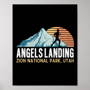 Angels Landing Hiking Trail Vintage Zion National Poster