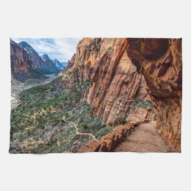 Angel's Landing Trail Zion National Park - Utah Kitchen Towel (Horizontal)