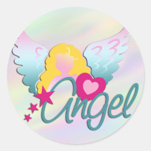 Angels Love light coloured Classic Round Sticker