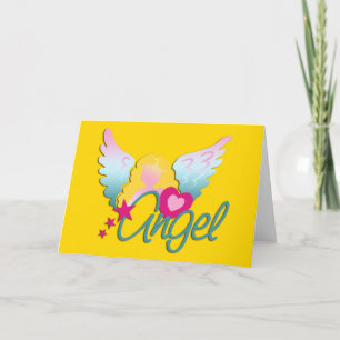 Angels Love yellow Holiday Card