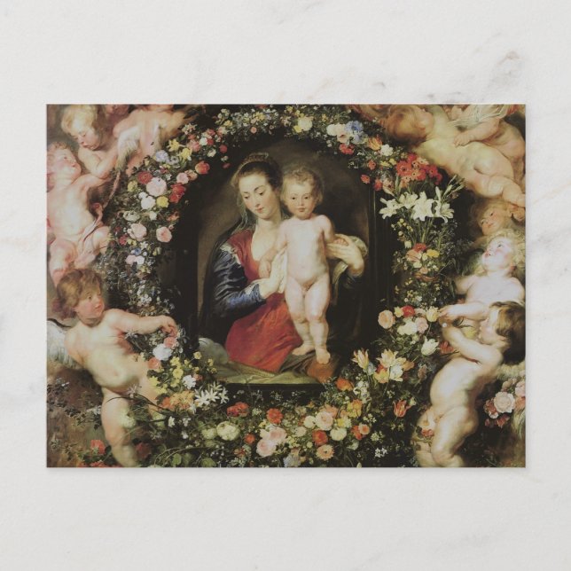 Angels Madonna and Child Rubens Fine Art Postcard (Front)