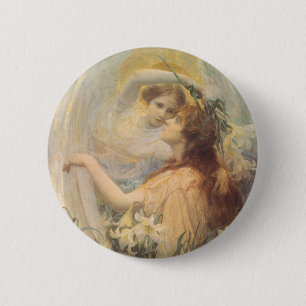 Angel's Message by George Swinstead, Vintage Art 2 Inch Round Button