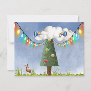 Angels on High Decorated Tree Customizable Text   Holiday Card