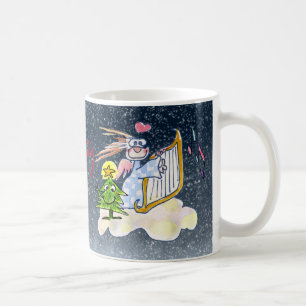 Angels on High Xmas Tree Moon Mug
