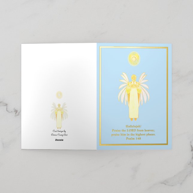 Angels praise God Foil Greeting Card (Outside Laydown)