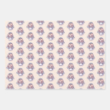 Angels Praying on Pink Background Wrapping Paper