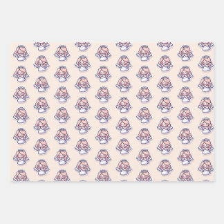 Angels Praying on Pink Background Wrapping Paper