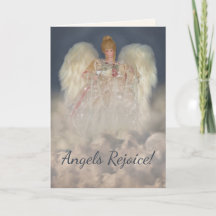 Angels Rejoice Traditional Blue Holiday Card