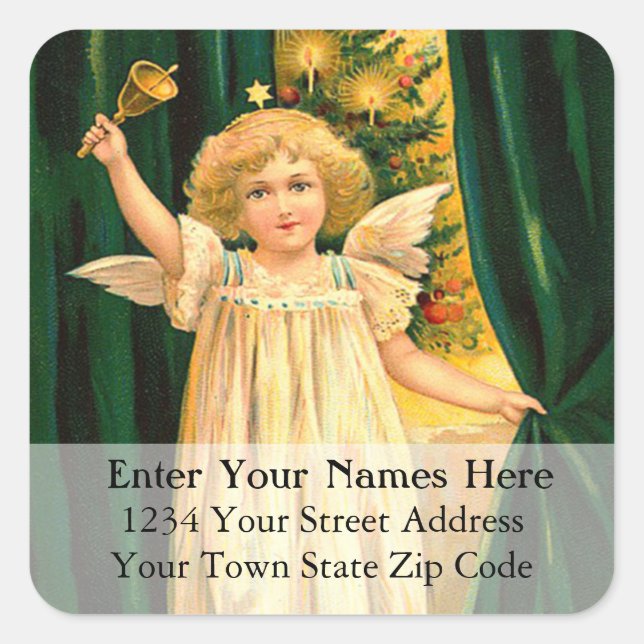Angels Rings in Christmas Vintage Address Label (Front)