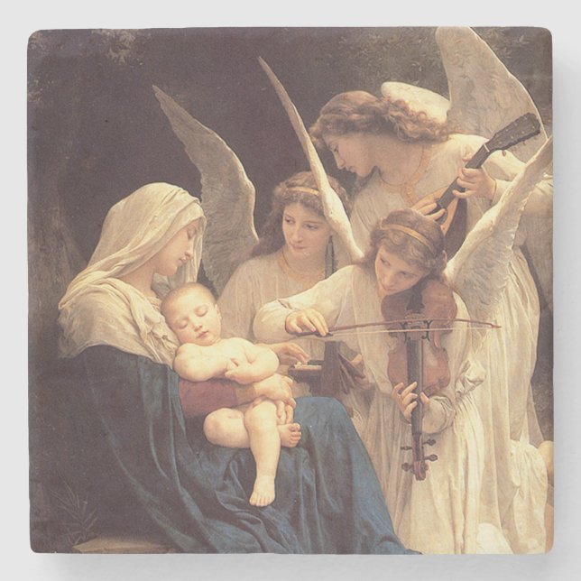 Angels Serenade Mary and Jesus Stone Coaster (Front)