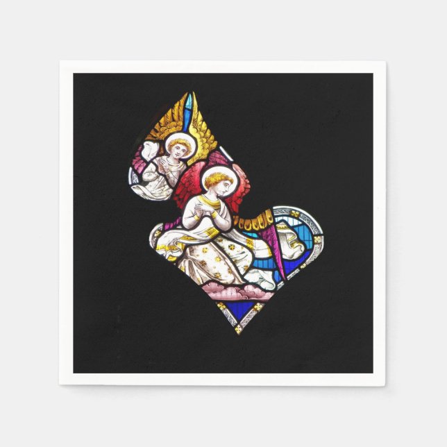 ANGELS STAINED GLASS WINDOW NAPKIN (Front)