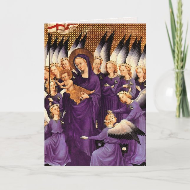 Angels Surrounding Virgin & Child - Wilton Diptych Holiday Card (Front)