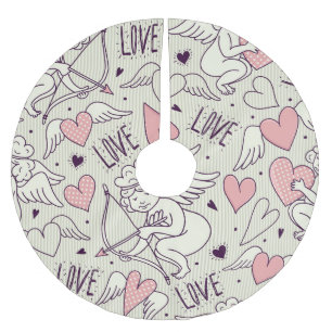 Angels, Valentine's Day, love pattern. Brushed Polyester Tree Skirt