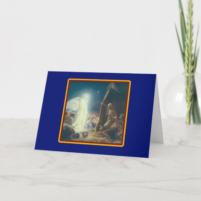 Angels Visit Shepherds - Vintage Fine Art Card (Front)