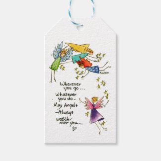 Angels Watch Over You Colourful Watercolor Sketch Gift Tags