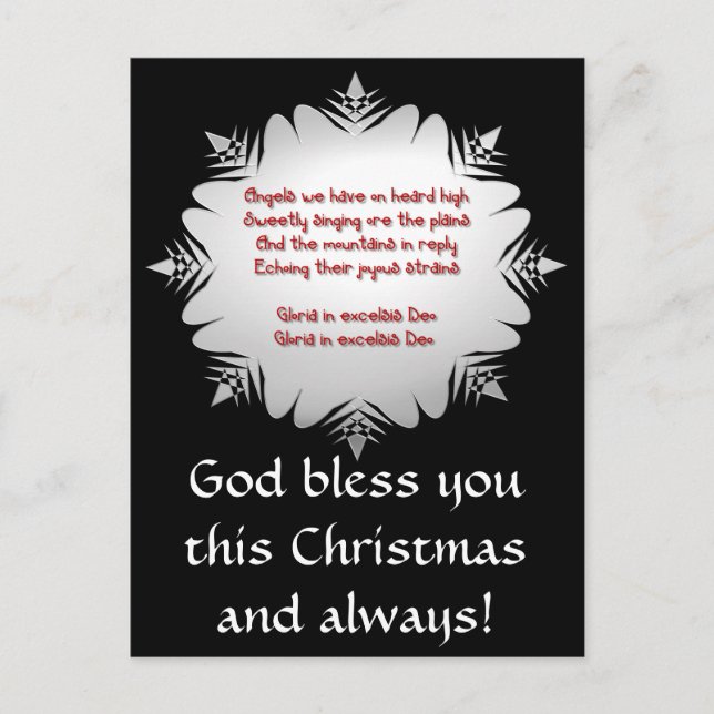 " Angels we have heard on high " Holiday Postcard (Front)