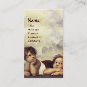ANGELS Winged Cherub Red Wax Seal Monogram Business Card