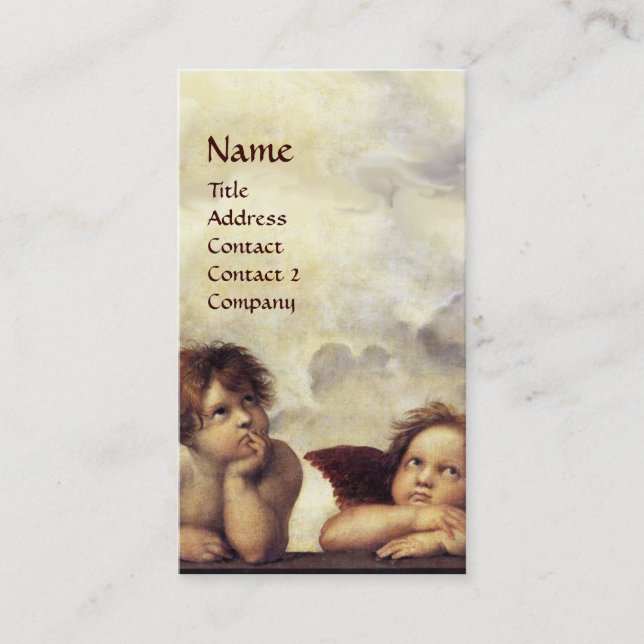 ANGELS Winged Cherub Red Wax Seal Monogram Business Card (Front)