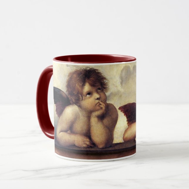 ANGELS / Winged Cherubs ,Clouds Raffaello Sanzio Mug (Front Left)